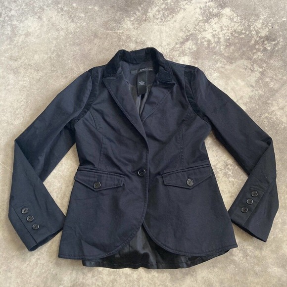 Calvin Klein Blazer Womens Medium Single Breasted Black Jacket Pockets - Picture 1 of 9